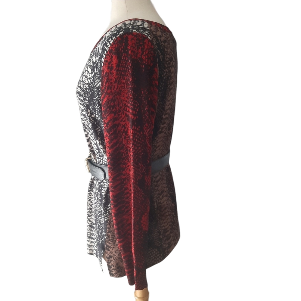 Peck & Peck Snakeskin Print Color Block Sweater - image 2